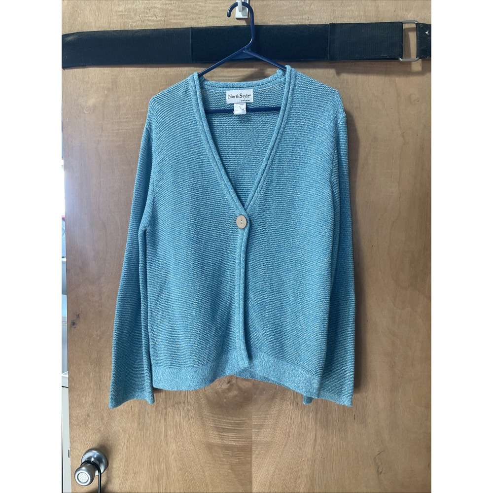 NorthStyle Women's One Button Cardigan‎ Size M Blue Long Sleeve